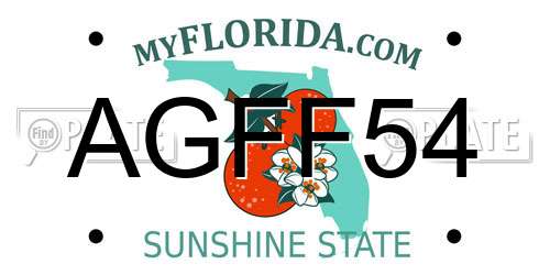 AGFF54 Florida License Plate