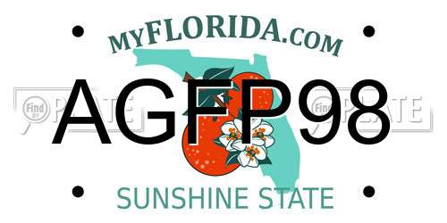 AGFP98 Florida License Plate
