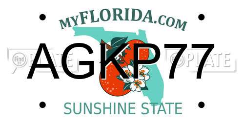 AGKP77 Florida License Plate