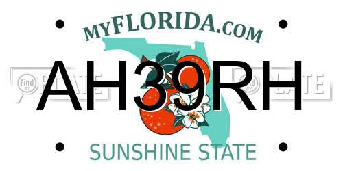 AH39RH Florida License Plate