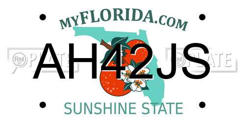 AH42JS Florida License Plate