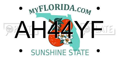 AH44YF Florida License Plate