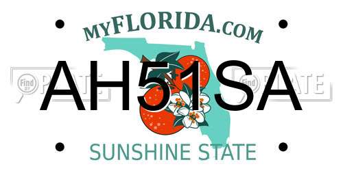 AH51SA Florida License Plate
