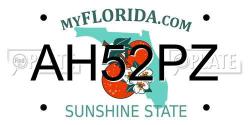 AH52PZ Florida License Plate