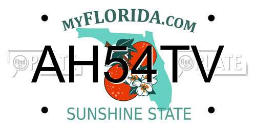 AH54TV Florida License Plate