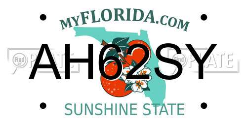 AH62SY Florida License Plate