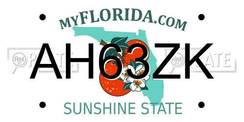 AH63ZK Florida License Plate