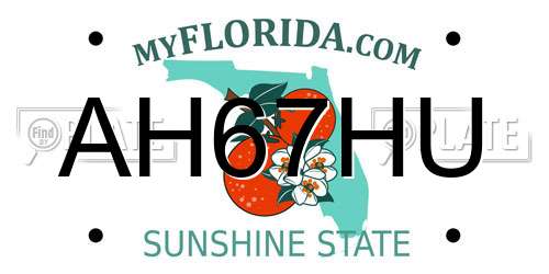 AH67HU Florida License Plate