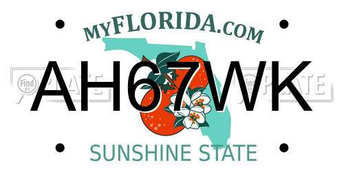 AH67WK Florida License Plate