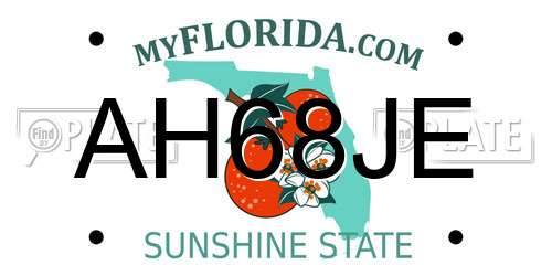 AH68JE Florida License Plate