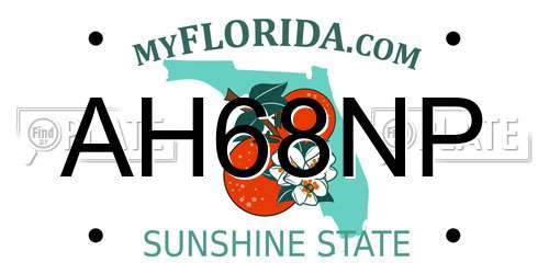 AH68NP Florida License Plate