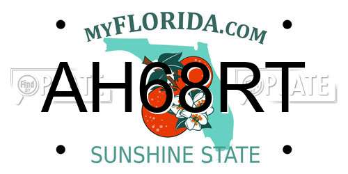 AH68RT Florida License Plate