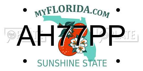 AH77PP Florida License Plate
