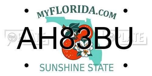 AH83BU Florida License Plate