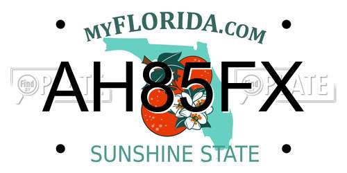 AH85FX Florida License Plate