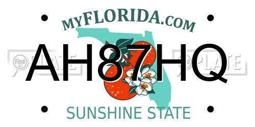 AH87HQ Florida License Plate