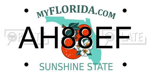 AH88EF Florida License Plate