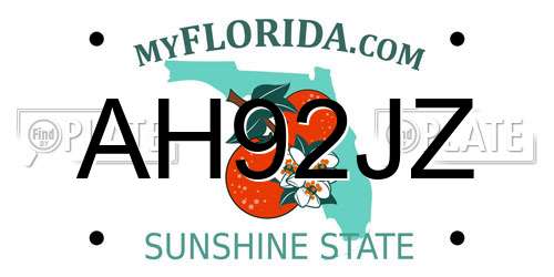 AH92JZ Florida License Plate