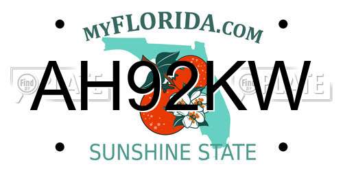 AH92KW Florida License Plate