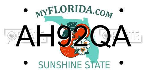 AH92QA Florida License Plate