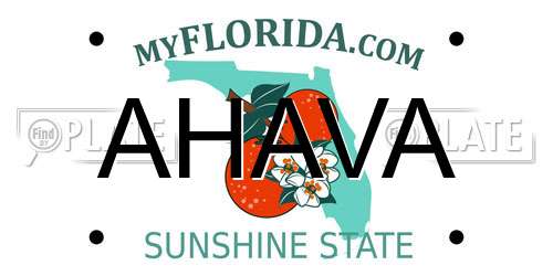 AHAVA Florida License Plate