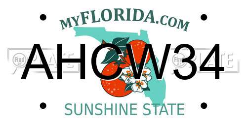 AHCW34 Florida License Plate