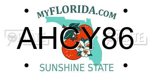 AHCY86 Florida License Plate