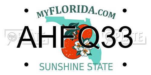AHFQ33 Florida License Plate