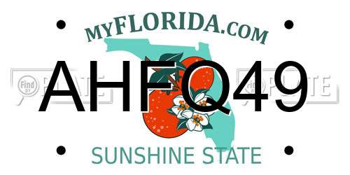 AHFQ49 Florida License Plate