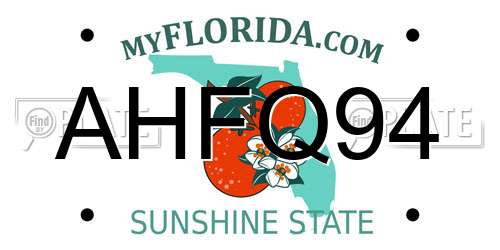 AHFQ94 Florida License Plate