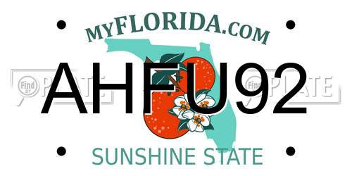 AHFU92 Florida License Plate