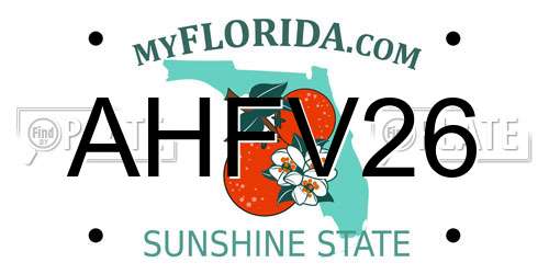 AHFV26 Florida License Plate
