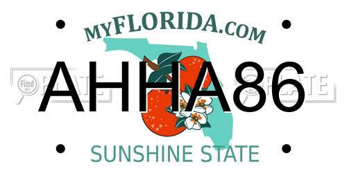AHHA86 Florida License Plate
