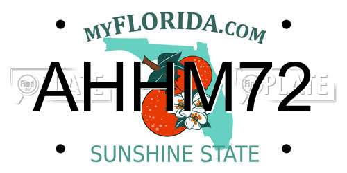 AHHM72 Florida License Plate