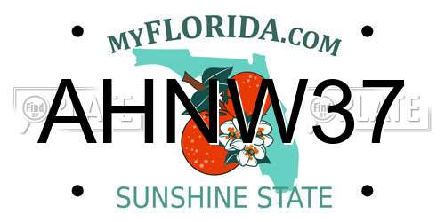 AHNW37 Florida License Plate