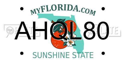 AHQL80 Florida License Plate