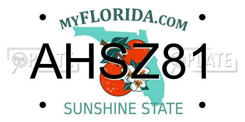 AHSZ81 Florida License Plate