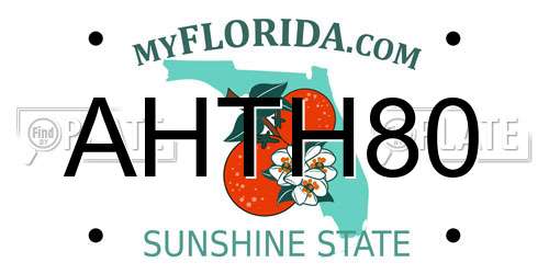 AHTH80 Florida License Plate