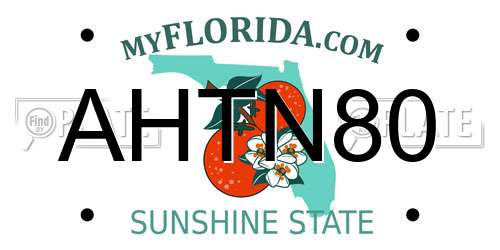 AHTN80 Florida License Plate