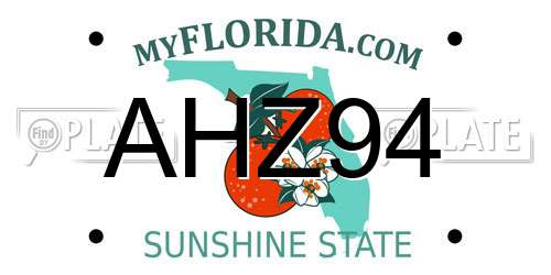 AHZ94 Florida License Plate