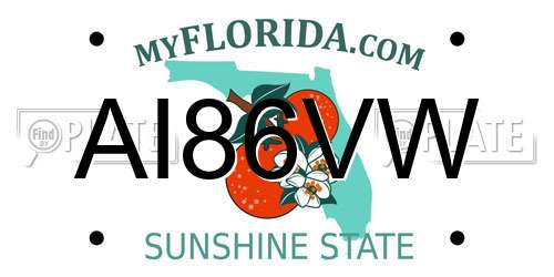 AI86VW Florida License Plate