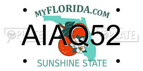 AIAQ52 Florida License Plate
