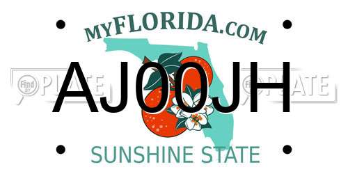 AJ00JH Florida License Plate