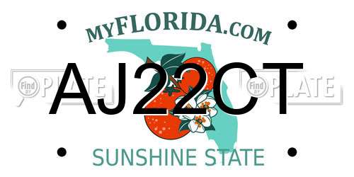 AJ22CT Florida License Plate