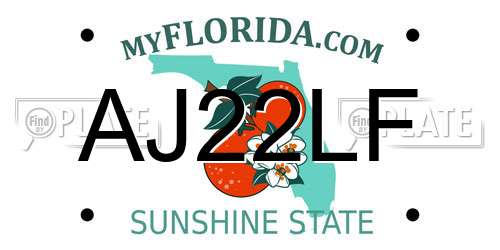 AJ22LF Florida License Plate