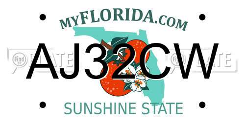 AJ32CW Florida License Plate
