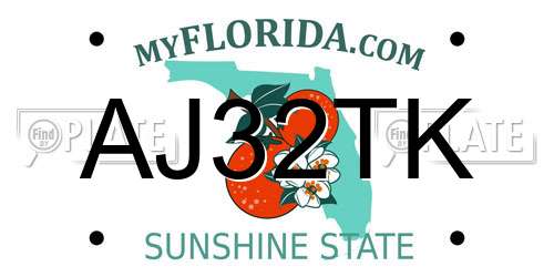AJ32TK Florida License Plate