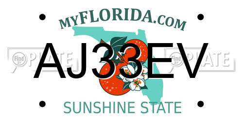 AJ33EV Florida License Plate