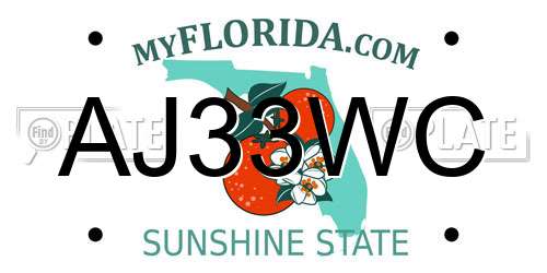 AJ33WC Florida License Plate