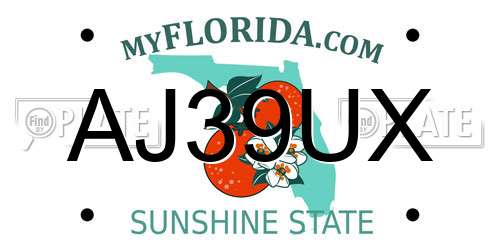 AJ39UX Florida License Plate